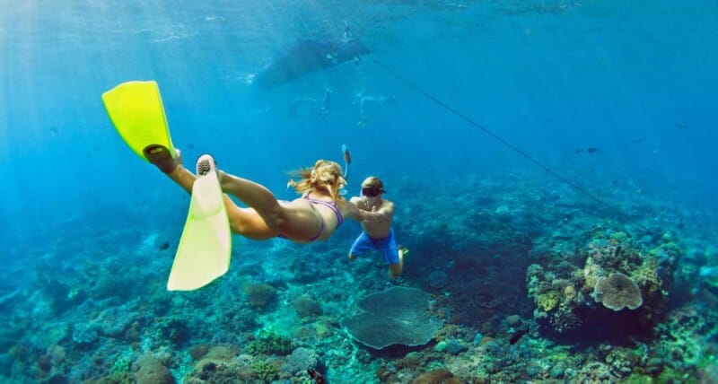 couple enjoy the snorkeling tour in South Maui Beaches